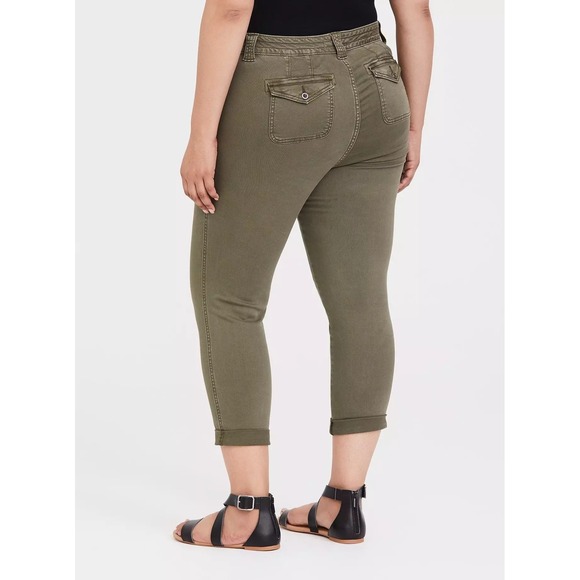 NWT Torrid Crop Twill Military Pants Olive Green Utility Women's Plus Size 26 - Picture 5 of 13